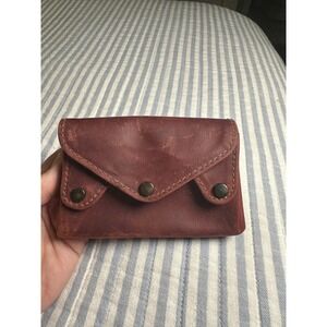 Atitlan Leather Accordion Wallet Brown Snap Trifold Coin Card Case Distressed